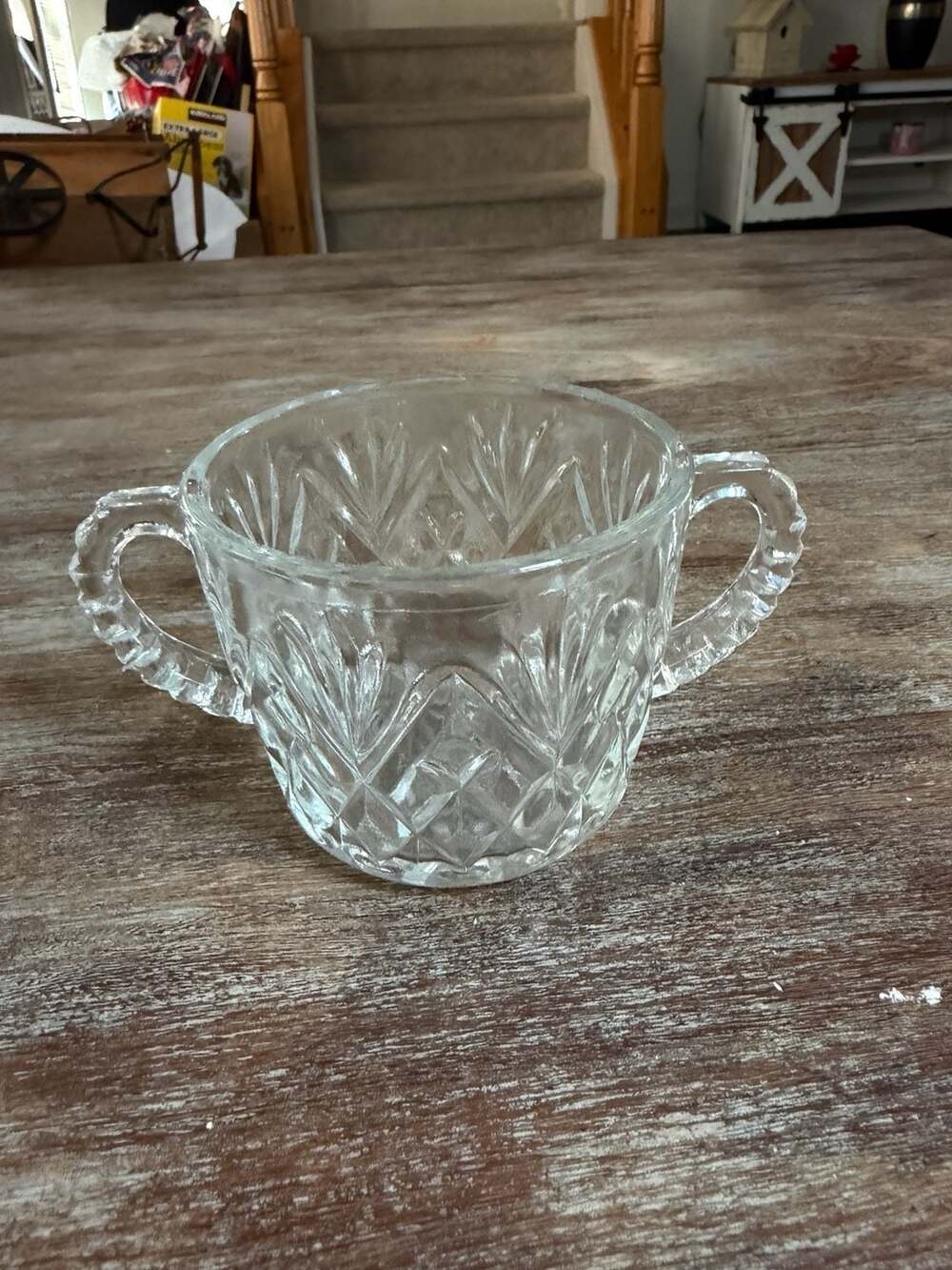 Anchor Hocking Prescut Pineapple Pattern Open Sugar Bowl